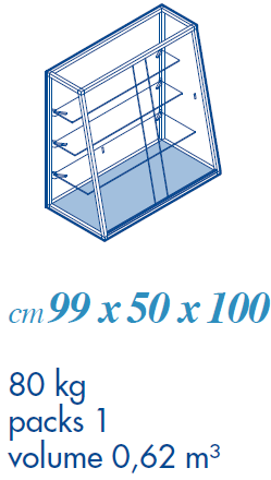 Vetrina espositiva con ripiani regolabili da negozio cm. 99x50x100h
