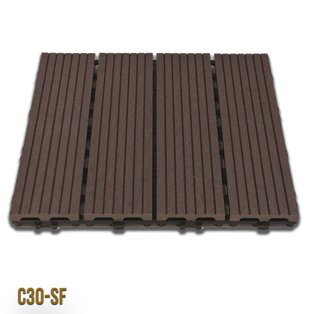 1mq (11 pezzi) di Pavimento Quadrotte in decking WPC da esterno 30X30cm (sp.2cm) inclusa struttura CLICK