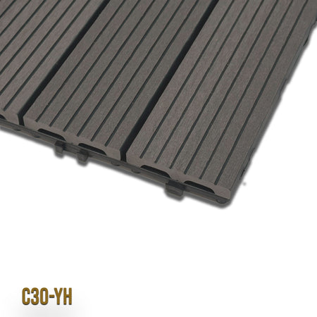 1mq (11 pezzi) di Pavimento Quadrotte in decking WPC da esterno 30X30cm (sp.2cm) inclusa struttura CLICK