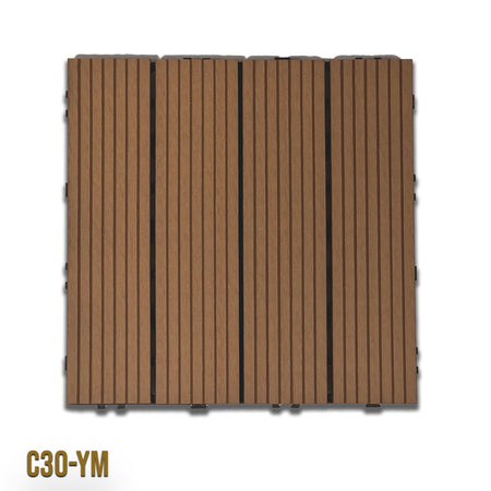 1mq (11 pezzi) di Pavimento Quadrotte in decking WPC da esterno 30X30cm (sp.2cm) inclusa struttura CLICK