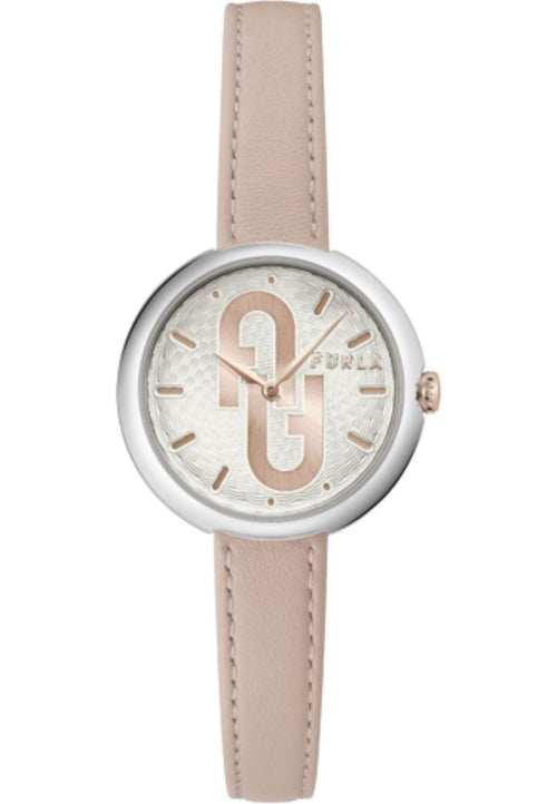 FURLA OROLOGIO COSY 3H 32MM SILVER CINTURINO PELLE ROSA da donna