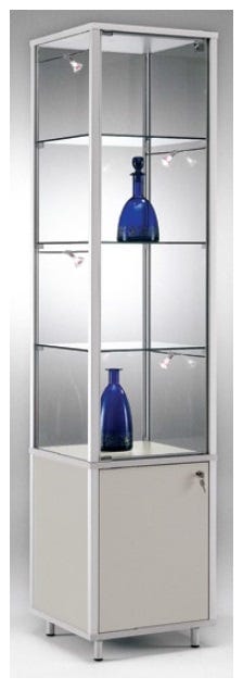 Vetrina con mobile in laminato e 3 ripiani regolabili per salotto cm. 41,5x41,5x183h