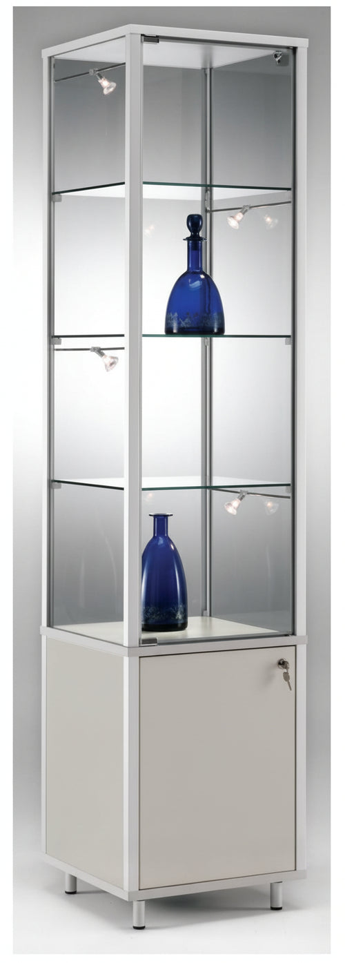 Vetrina con mobile in laminato e 3 ripiani regolabili per salotto cm. 41,5x41,5x183h