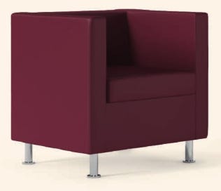 Poltrona da attesa in tessuto ignifugo o ecopelle in vari colori ad un posto