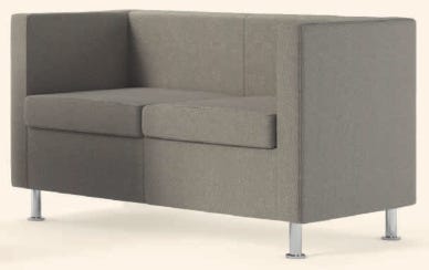 Divanetto per sala da attesa in ecopelle vari colori o tessuto ignifugo a due posti