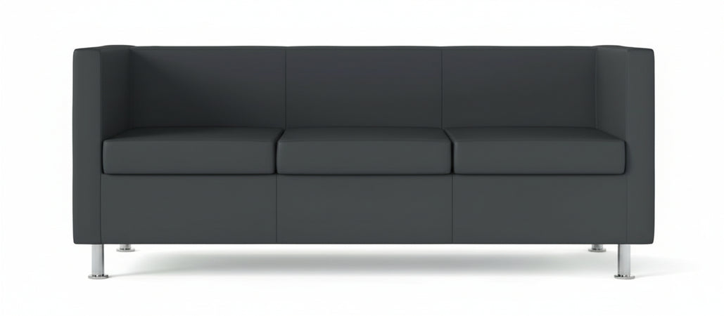 Divanetto a tre posti per sala da attesa in ecopelle o tessuto ignifugo in vari colori