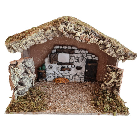 Capanna grotta vuota in sughero e muschio ideale per presepe natalizio