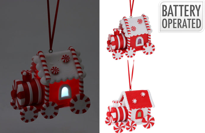 Pendente natalizio treno per Albero di Natale con luce Led per decorazioni natalizie