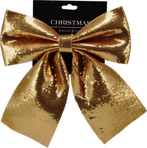 Fiocco decorativo natalizio con paillettes e glitter da 30 x 24 cm