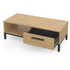 Tavolino 1 cassetto / 1 nicchia - CRAFT - Rettangolare - Rovere Hamilton / Nero - 110,4 x 50 x 36,9 cm - DEMEYRE