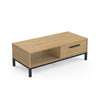 Tavolino 1 cassetto / 1 nicchia - CRAFT - Rettangolare - Rovere Hamilton / Nero - 110,4 x 50 x 36,9 cm - DEMEYRE