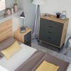 CALICOSY - Cassettiera 4 cassetti con decoro in rovere nodoso e grigio antracite - L77,5 cm - Legno chiaro