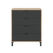 CALICOSY - Cassettiera 4 cassetti con decoro in rovere nodoso e grigio antracite - L77,5 cm - Legno chiaro