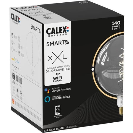 Lampadina LED E27 - CALEX - G200 SMART LED - 5 W - 130 lm - 2100 K - Dimmerabile - Titanio