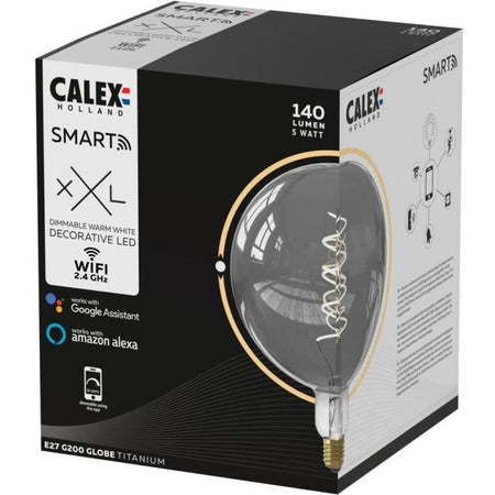 Lampadina LED E27 - CALEX - G200 SMART LED - 5 W - 130 lm - 2100 K - Dimmerabile - Titanio