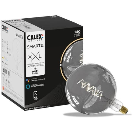 Lampadina LED E27 - CALEX - G200 SMART LED - 5 W - 130 lm - 2100 K - Dimmerabile - Titanio