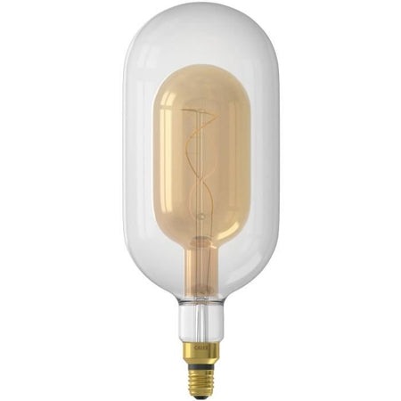 Lampadina LED E27 - CALEX - DECO XXL SUNDSVALL - Filamento a spirale singola - 3W - 240 lm - 2200 K - Trasparente / Oro bianco caldo