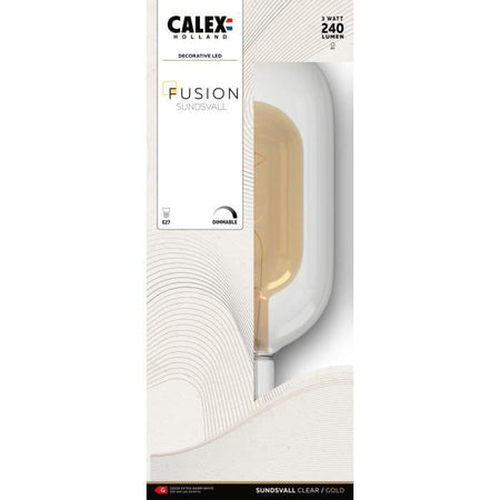 Lampadina LED E27 - CALEX - DECO XXL SUNDSVALL - Filamento a spirale singola - 3W - 240 lm - 2200 K - Trasparente / Oro bianco caldo
