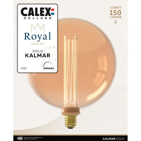 Lampadina LED E27 - CALEX - Royal Kalmar - Filamento - 3,5 W - 150 lm - 1800 K - Dimmerabile - Bianco caldo oro