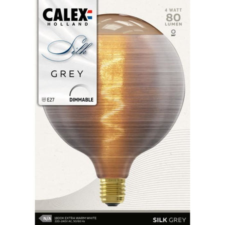Lampadina LED E27 - CALEX - G125 - Filamento a spirale - 4W - 80 lm - 1800 K - Grigio