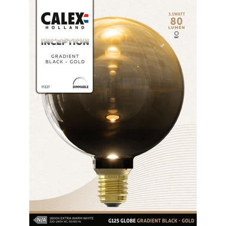 Lampadina LED E27 - CALEX - INCEPTION G125 - 3,5 W - 80 lm - 1800 K - Sfumatura nera / oro