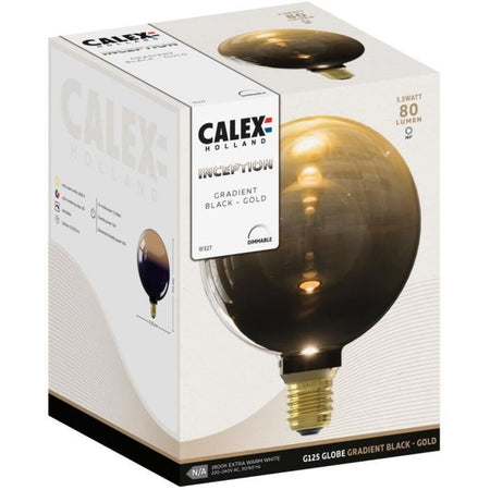 Lampadina LED E27 - CALEX - INCEPTION G125 - 3,5 W - 80 lm - 1800 K - Sfumatura nera / oro