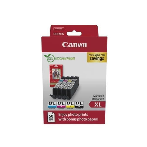 Cartucce d'inchiostro multipack + pack carta fotografica - CANON - CLI-581XL Nero/Ciano/Magenta/Giallo - Alta resa