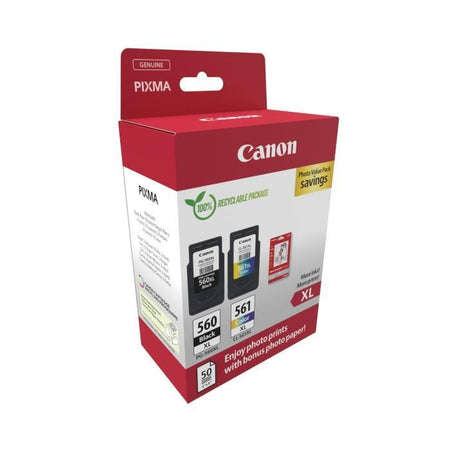 Confezione da 2 cartucce d'inchiostro + confezione carta fotografica - CANON - PG-560XL Nero + CL-561XL Colore