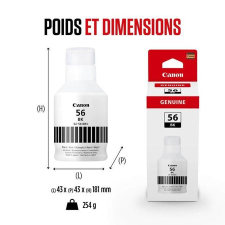 Bottiglia di inchiostro - Canon - GI -56bk - Black - Maxify GX Compatibility - (4412C001)