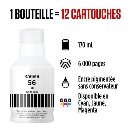 Bottiglia di inchiostro - Canon - GI -56bk - Black - Maxify GX Compatibility - (4412C001)