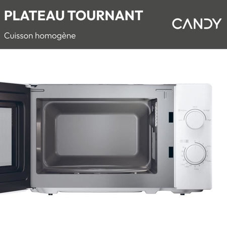CMW20SMW Microonde Mono CANDY Idea - 20 L - MO: 700 W - UI meccanico - 5 livelli di potenza - Bianco