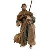 Natività completa h 35 cm statue per presepe con vestiti in tessuto Verde e Marrone