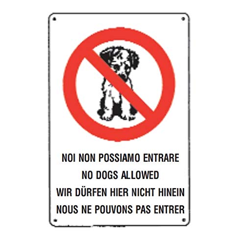 CARTELLO DI AVVERTIMENTO ferro attenzione segni pericolosi per cani
