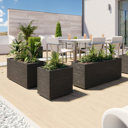 Cassa Fioriera "Matheria " a doppia parete con rotelle da esterno per fiori e piante 100 cm