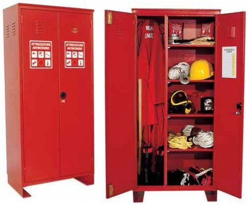 Armadio con appendiabiti e ripiani per dispositivi di protezione individuale DPI con lastra frangibile SAFE CRASH cm. 70x42x160h