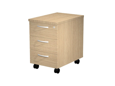 Cassettiera in legno su ruote a 3 cassetti cm. 44x60x60h