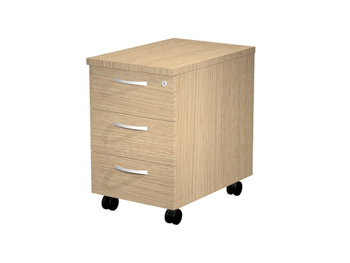 Cassettiera in legno su ruote a 3 cassetti cm. 44x60x60h