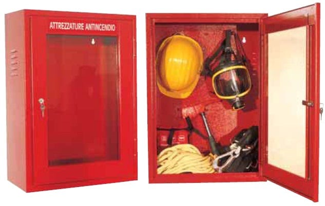 Armadio con anta battente per dispositivi di protezione individuale con lastra non frangibile cm. 50x26x70h
