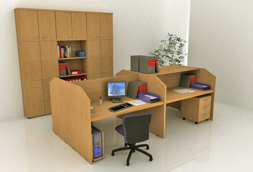 Postazione reception per call center in legno verniciato cm. 125x80x119h
