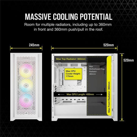 Caja para PC - CORSAIR - FRAME 5000D RS ARGB Airflow - Semitorre - Blanco - CC-9011310-WW