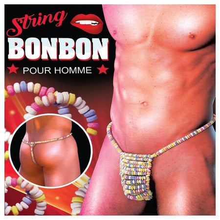 Perizoma uomo Candy bonbon con caramelline colorate commestibili per lo sposo alla festa di addio al celibato nubilato hot sexy gadget per adulti 18+