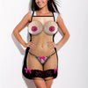 Grembiule con donna in lingerie sexy ed enormi tette giganti di peluche per la festa hot di addio al nubilato celibato gadget per adulti 18+