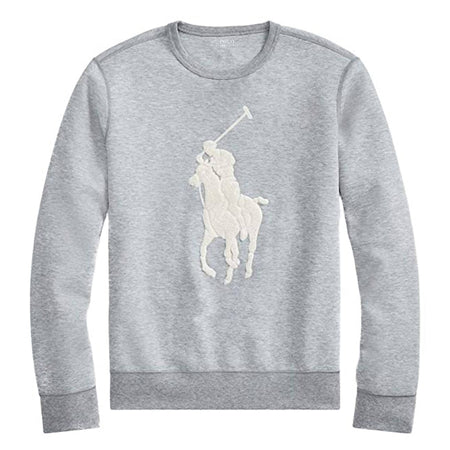 Ralph Lauren Felpa Uomo Senza Cappuccio Grigia Girocollo Big Pony