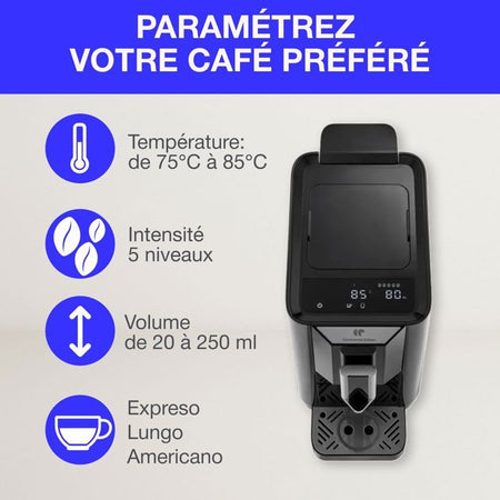 Macinacaffè espresso - CONTINENTAL EDISON - CECFAUTOB - 19 Bar - 1450 W - Nero