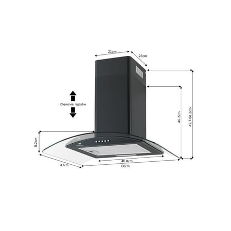 Cappuccio decorativo di Edison Continental - L60 cm - nero e vetro