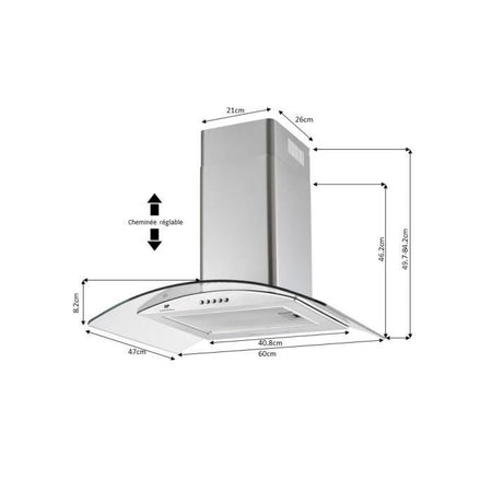 Cappuccio decorativo di Edison Continental - L60 cm - vetro in acciaio inossidabile