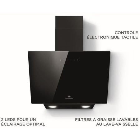 Cappa decorativa nera CONTINENTAL EDISON CEHD6065B - L60 cm