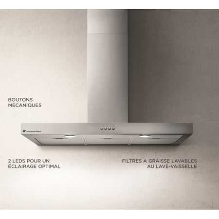 Cappa decorativa in acciaio inox CONTINENTAL EDISON CEHD9058S - 90 cm