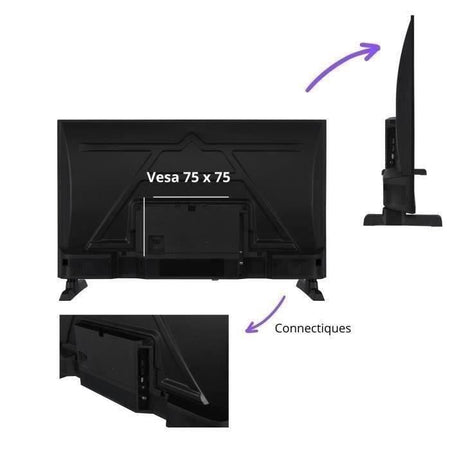 TV LED - CONTINENTAL EDISON - CELED32HD25B3 - HD 32 (80 cm) - 2xHDMI, 1xUSB - Nero