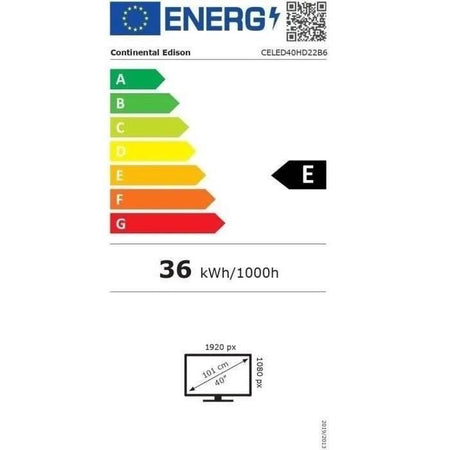 CONTINENTAL EDISON CELED40HD22B6 - TV LED Full HD 40 (101 cm) - 3xHDMI, 2xUSB - Nero